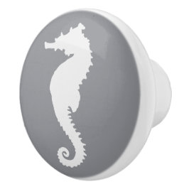 Grau und Weiß Seepferd Küste Nautical Beach Keramikknauf