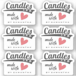 Grau und weiß Stilvolle Diamanten Rotes Herz Kerze Aufkleber