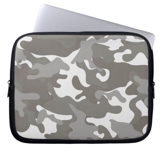 Grau-und Weiß-Tarnung Laptopschutzhülle (Vorderseite)