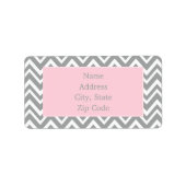 Grau und Weiß Zickzack mit Pastellrosa Adressaufkleber (Vorne)