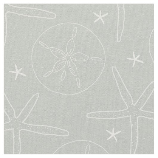 Grau und White Beach Muscheln Starfish, Sand Dolla Stoff (Nahaufnahme)