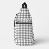 Grau und White Gingham Crossbody Bag (Vorderseite)