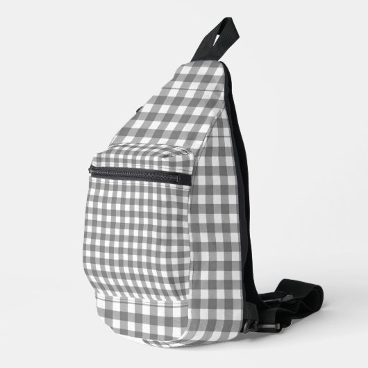 Grau und White Gingham Crossbody Bag (Rechte Ecke)