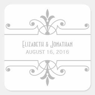Grau v2 Extravagante Ornamental Wedding Stickers