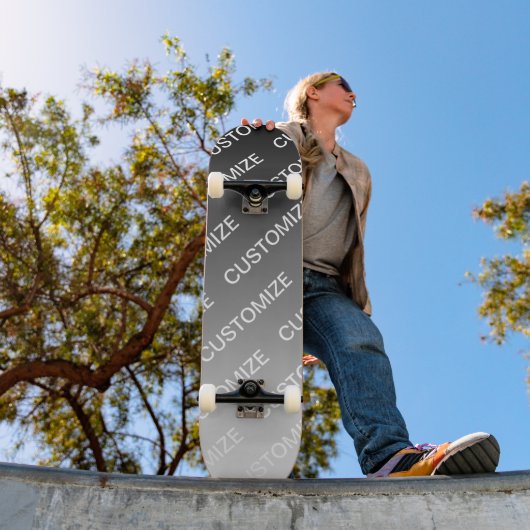 Grau (veränderbare Farbe) Ombre & Textmuster Skateboard (Außenbereich 1)