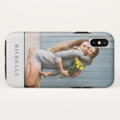 Grau | Vertikales Foto Monogramm personalisiert Case-Mate iPhone Hülle (Rückseite (Horizontal))