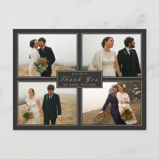 Grau Vielen Dank, dass Sie Wedding Collage 4 Foto  Postkarte (Vorderseite)