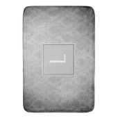 Grau-Vintag Damask Monogram Bath Mat Badematte (Vorderseite Vertikal)