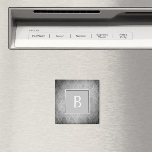 Grau Vintag Damask Monogram Magnet (In Situ (Geschirrspüler))