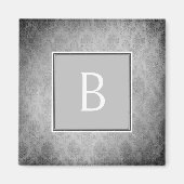 Grau Vintag Damask Monogram Magnet (Vorne)
