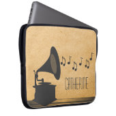 Grau Vintag Gramophon Laptop Sleeve (Vorne Rechts)