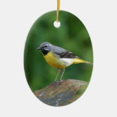 Grau Wagtail - Vogel Keramik Ornament (Vorne)