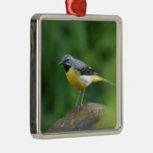Grau Wagtail - Vogel Silbernes Ornament (Rechts)