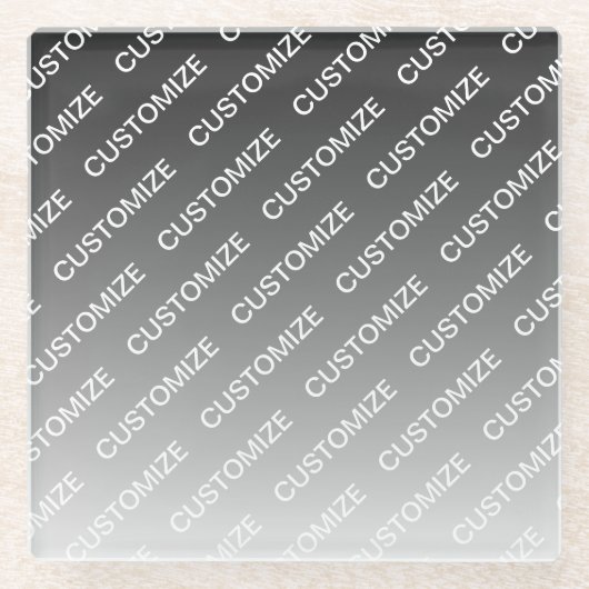Grau (wechselbare Farbe) Ombre & Textmuster Glasuntersetzer (Vorderseite)