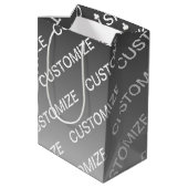 Grau (wechselbare Farbe) Ombre & Textmuster Mittlere Geschenktüte (Rückseite Schrägansicht)