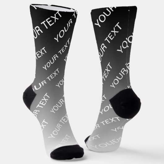 Grau (wechselbare Farbe) Ombre & Textmuster Socken (Gewinkelt)