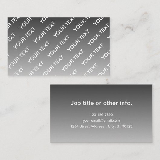 Grau (wechselbare Farbe) Ombre & Textmuster Visitenkarte (Vorne/Hinten)