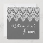 Grau Wedding Damask Lace Probe Dinner 3 Einladung (Rückseite)