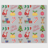 Grau Weihnachts Icons Wrapping Paper Geschenkpapier (Flach)