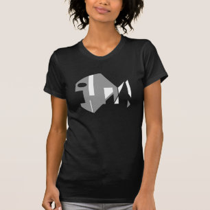 Grau-weiß abstrakt zeitgenössische Fisch abstrakte T-Shirt