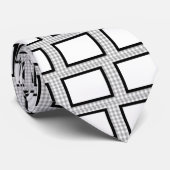 Grau-Weiß Designer Geometrische Muster Formen Krawatte (Gerollt)