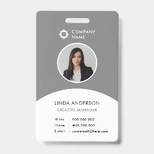 Grau Weiß Firmenlogo Mitarbeiter Foto ID Elegant Ausweis