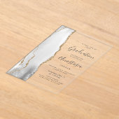 Grau Weiß Gold Achat Grau Text Abschluss Acryleinladungen (Ablage )