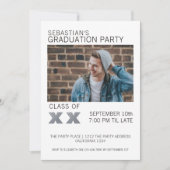 Grau-Weiß-Graduierungsparty Einladung (Vorderseite)