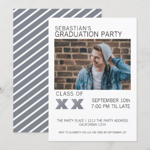 Grau-Weiß-Graduierungsparty Einladung