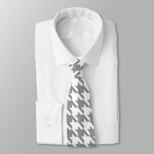 Grau-Weiß-Hahnentrittmuster Necktie Krawatte (Gebunden)