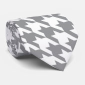 Grau-Weiß-Hahnentrittmuster Necktie Krawatte (Gerollt)