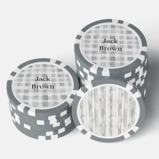 Grau Weiß Kariert Gestreift Pokerchips (Stapel)