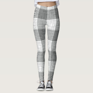 Grau-weiß kariertes Kreuzstich-Karo  Leggings