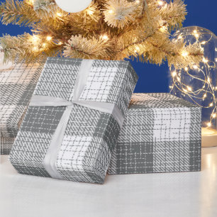 Grau-weiß kariertes Kreuzstich-Karomuster  Geschenkpapier