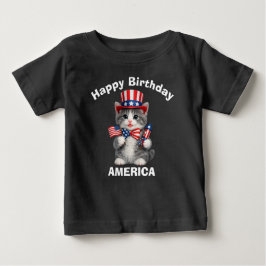 Grau & Weiß Kitten (1d) Patriotisches Kinder T-Shi Baby T-shirt
