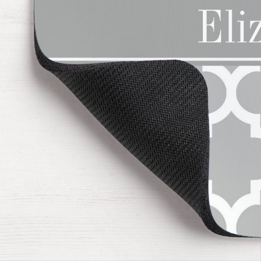Grau-weiß marokkanisch #5 Dark Gray Name Monogram Mousepad (Ecke)