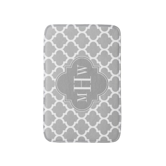 Grau weiß marokkanisch #5 Dk Gray 3 Initial Monogr Badematte (Vorderseite Vertikal)