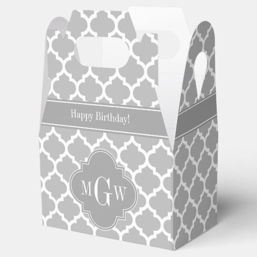 Grau weiß marokkanisch #5 Dk Gray 3 Initial Monogr Geschenkschachtel (Geöffnet)