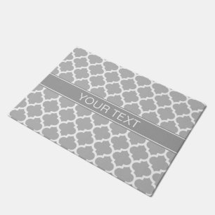 Grau Weiß Marokkanisch #5 Dunkelgrau Name Monogram Fußmatte