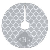 Grau-Weiß-Marokkanisch #5 Grau 3 Initial Monogram Polyester Weihnachtsbaumdecke (Vorderseite)