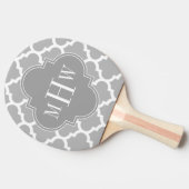Grau-Weiß-Marokkanisch #5 Grau 3 Initial Monogram Tischtennis Schläger (Seitenansicht)