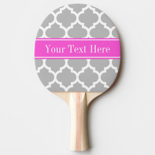 Grau-weiß marokkanisch #5 Hot-Pink-Name Monogram Tischtennis Schläger