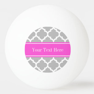 Grau-weiß marokkanisch #5 Hot-Pink-Name Monogram Tischtennisball