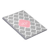 Grau weiß marokkanisch #5 Pink 3 Initial Monogram Notizblock (Rechte Seite)