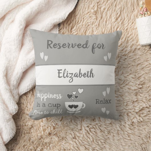 Grau-weiß mit Herz-Kaffeeliebhaber Kissen (Decke)