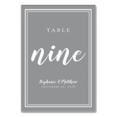 Grau-Weiß-Moderne Hochzeit Tischnummer Nine (Rückseite)