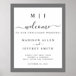 Grau-Weiß-Monogramm-Zeichen für Hochzeiten nicht e Poster