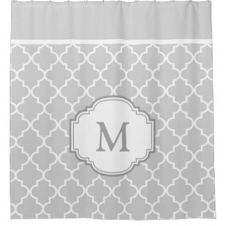 Grau-Weiß-Muster-Monogramm Duschvorhang