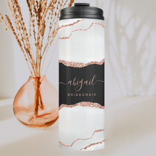 Grau Weiß Roségold Achat Dunkle Brautjungfer Hochz Thermosbecher