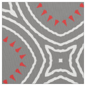 Grau-weiß-rotes Ethnic Boho Chic Geometric-Muster Stoff (Nahaufnahme)